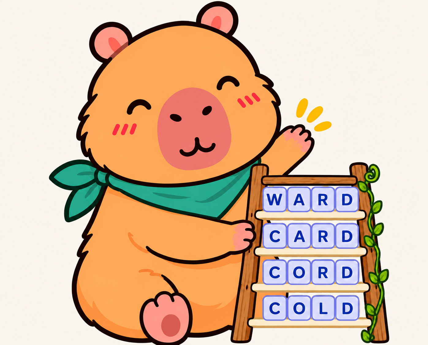 Quill beside a word ladder